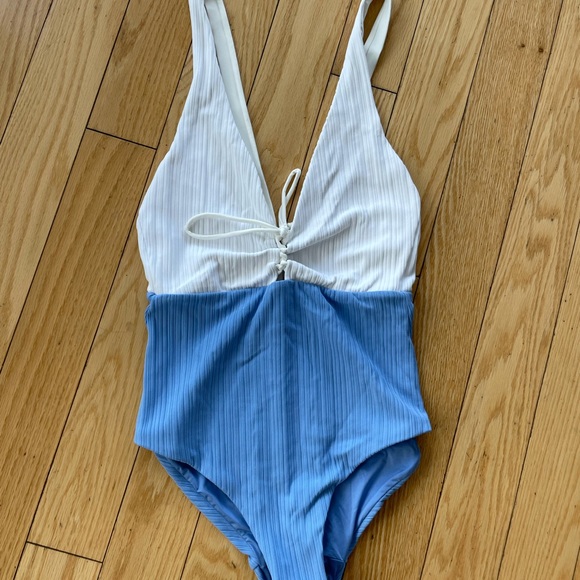 NWT Onia Blue Marine One Piece Swimsuit Blue White Size S - Picture 5 of 6